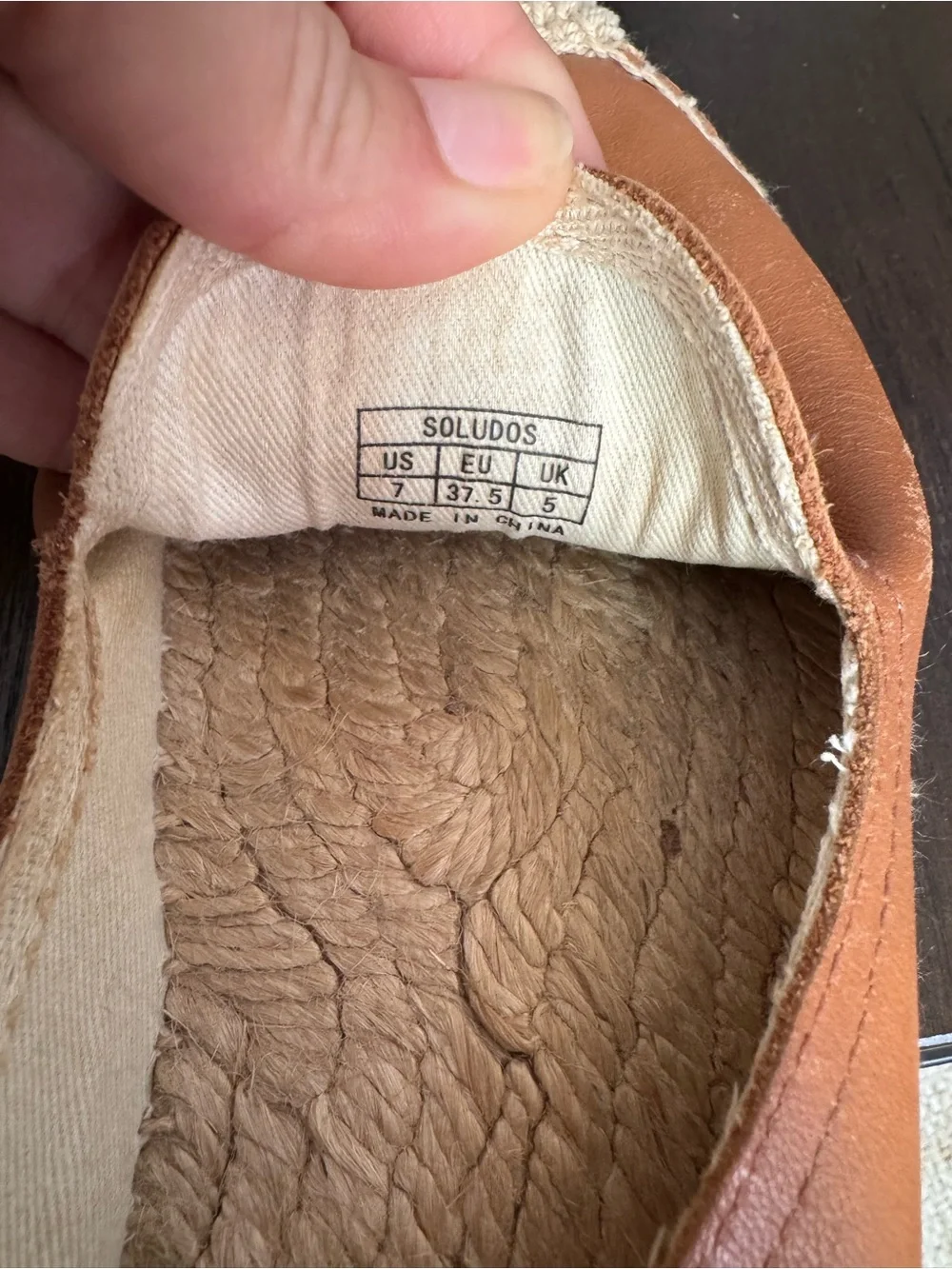 Soludos Tan Leather Espadrille Slip-Ons